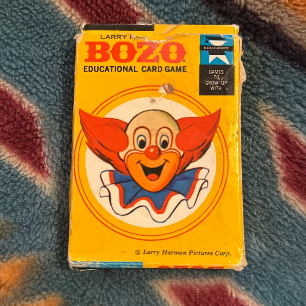 Bozo The Clown Educational Card Game Larry Harmon Vintage 1972 Gifts Flaws Wear